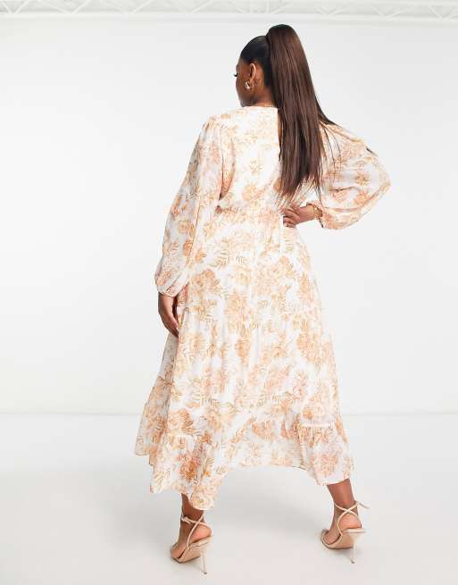 Forever New long sleeve maxi dress in apricot floral