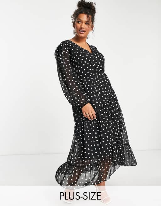 Forever New Curve wrap midi dress in polka dot | ASOS