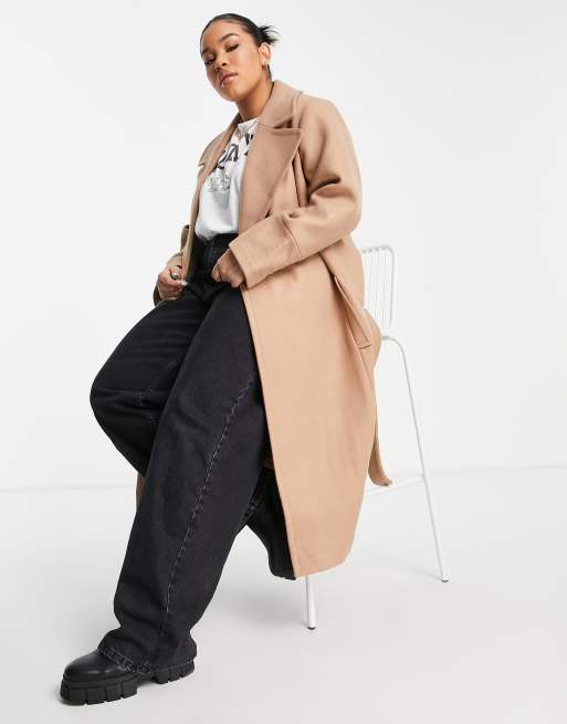 Forever New Curve wrap tie smart midi formal coat in camel, 4 of 4