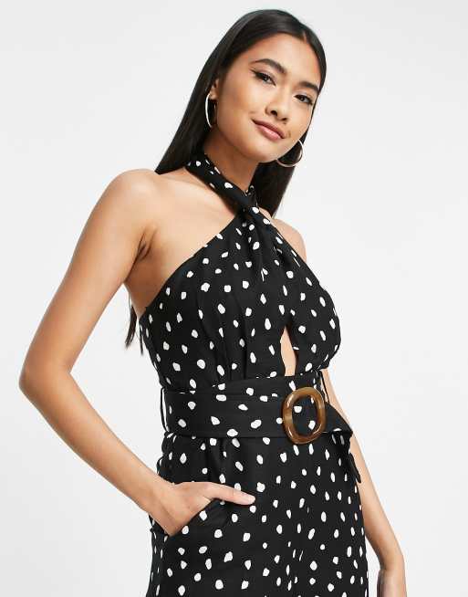 Polka dot sale halter neck jumpsuit