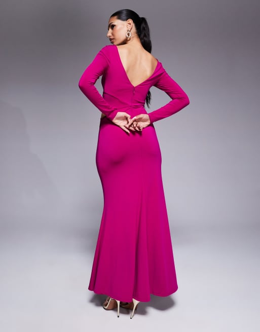 Forever New cut out jersey maxi dress in magenta, 2 of 4