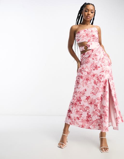 Asos red floral maxi sales dress