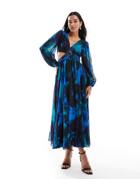 Forever New cut-out midaxi dress in cobalt floral - view 1
