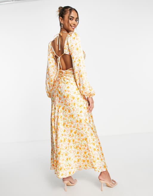 Forever New long sleeve maxi dress in apricot floral