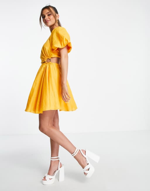 Yellow sales cutout dress