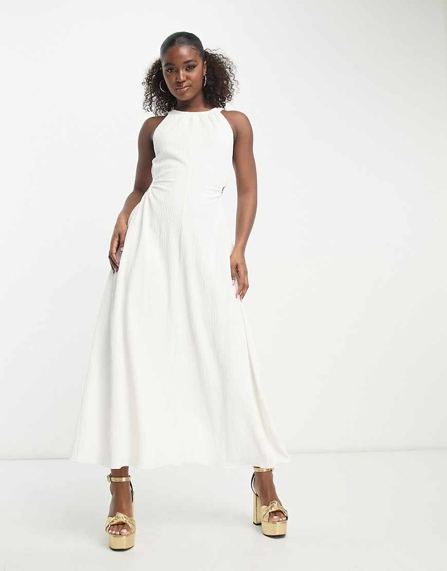 Forever New cut out waist maxi dress in ivory-White