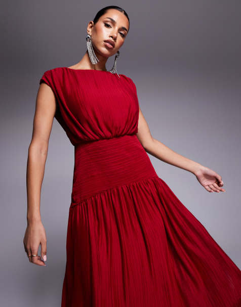 Forever New drop hem dress in red