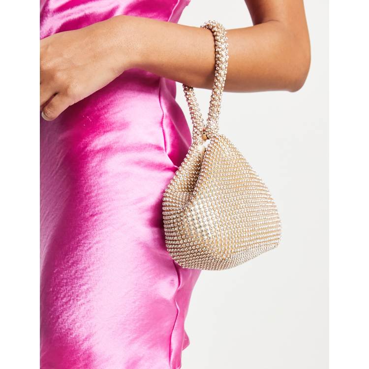 Gold store diamonte bag