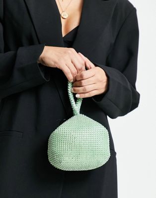Forever New diamante grab bag in lime