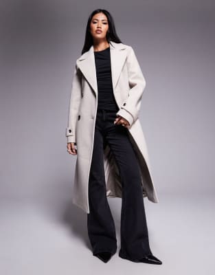 Forever New Forever New double breasted trench coat in stone-Neutral