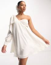 Pieces Bride To Be satin bandeau mini dress with bow back detail