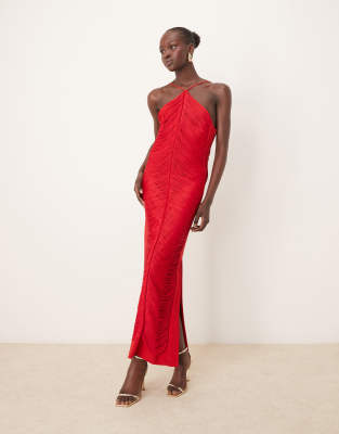 Forever New draping fringe midaxi dress in red