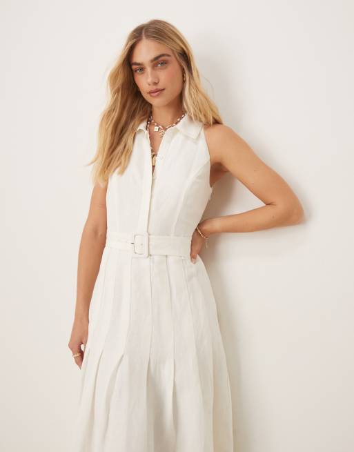 long linen dresses with sleeves Beth Oversized linen Dress with long sleeves main image 0