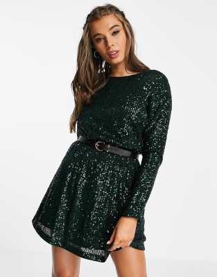 Forever New Forever New dropback batwing mini dress in forest green