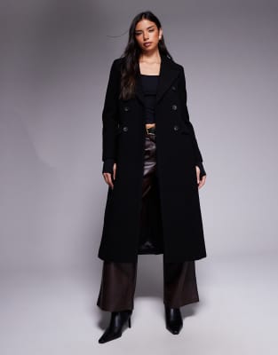 Forever New - Eleganter Longline-Mantel in Schwarz
