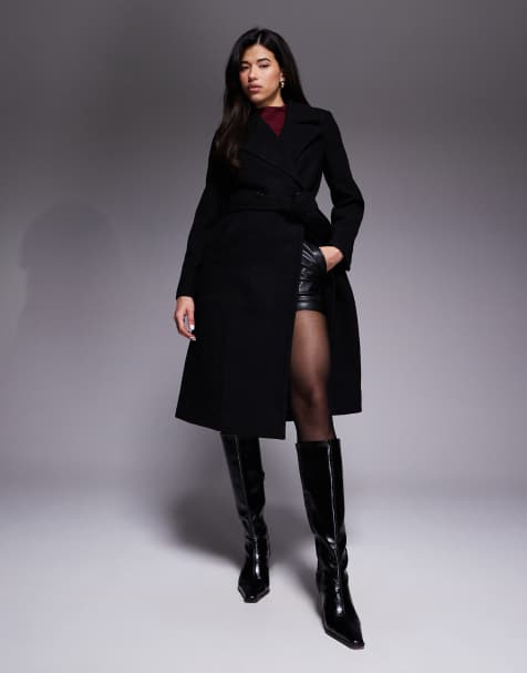 Forever New – Eleganter Wickelmantel in warmem Schwarz - view 1