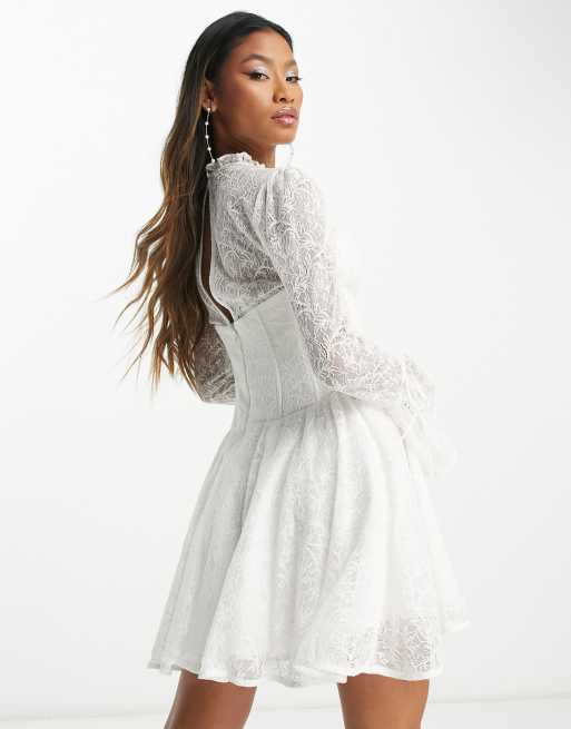 Forever New - Exclusivité - Robe de mariée courte en dentelle avec corset - Ivoire, 2 de 4