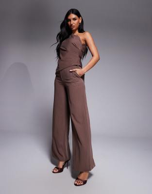 Fallon - Pantalon d'ensemble ample à fines rayures - Marron-Brown 40