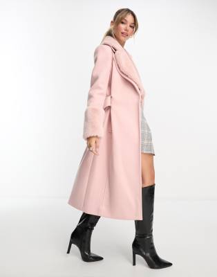 Faux fur midi on sale coat