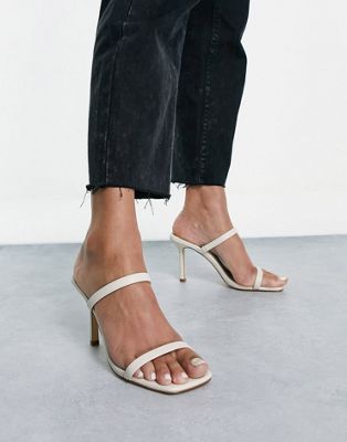 Forever New faux leather strappy siletto mule in stone