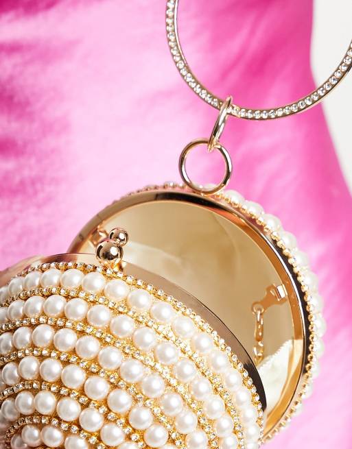 Gold and outlet pearl clutch bag