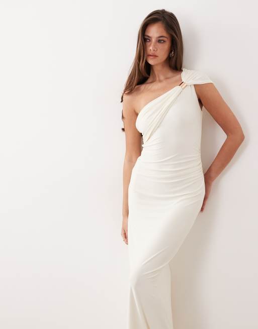 Forever New – Figurbetontes Maxikleid in Cremeweiß mit One-Shoulder-Träger und Metalldetail, 2 von 4