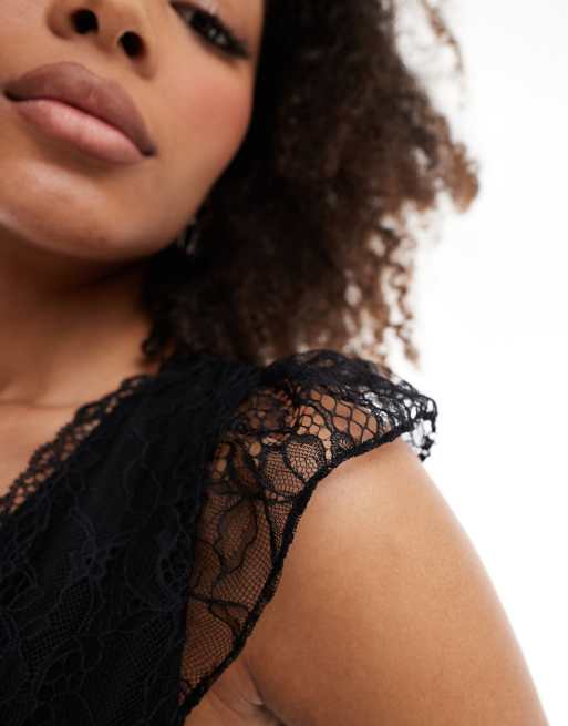 Forever New flutter sleeve lace maxi dress in black
