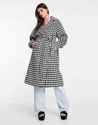 Forever New formal coat in herringbone check