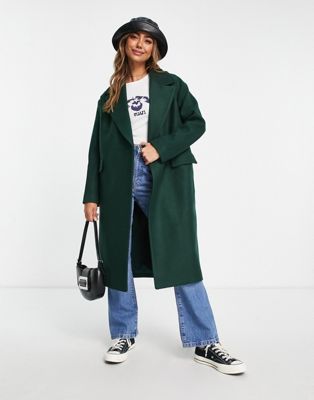 Forever New formal cocoon coat in emerald green
