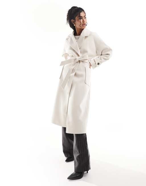 Forever New longline relaxed formal coat in cream