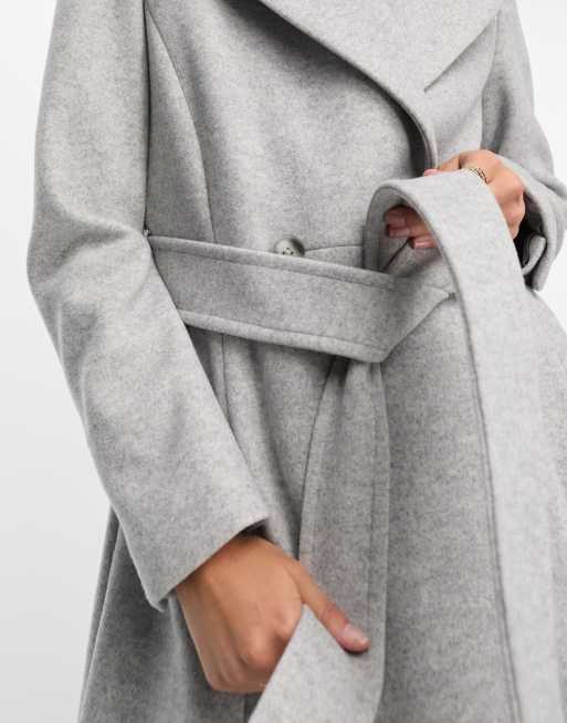 Light grey wrap coat hotsell