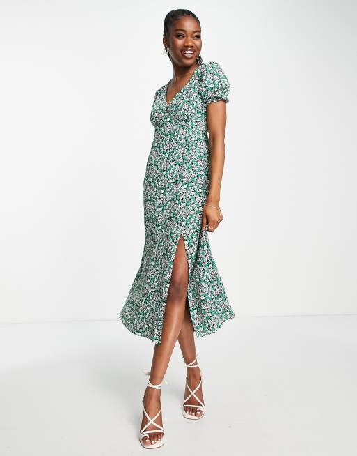 Green floral sales tea dress