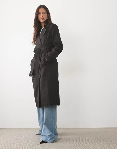 Forever New - gabardina negra con cinturón - view 1
