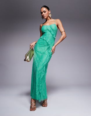 Forever New - Gerüschtes Maxikleid aus Spitze in leuchtendem Grün