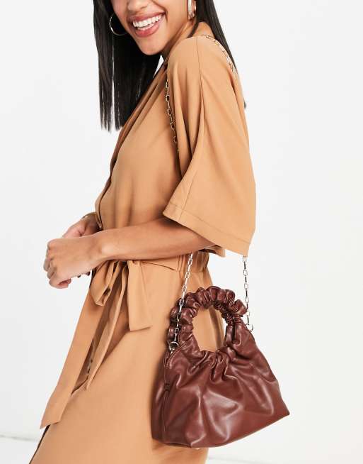 Forever New Gia gathered handle pouch bag in chocolate, 2 of 4