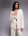 [Forever New] Forever New gold button blazer suit in beige (part of a set)-Neutral 16 Beige