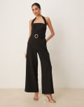 [Forever New] Forever New halter neck belted jumpsuit in black 10 Black