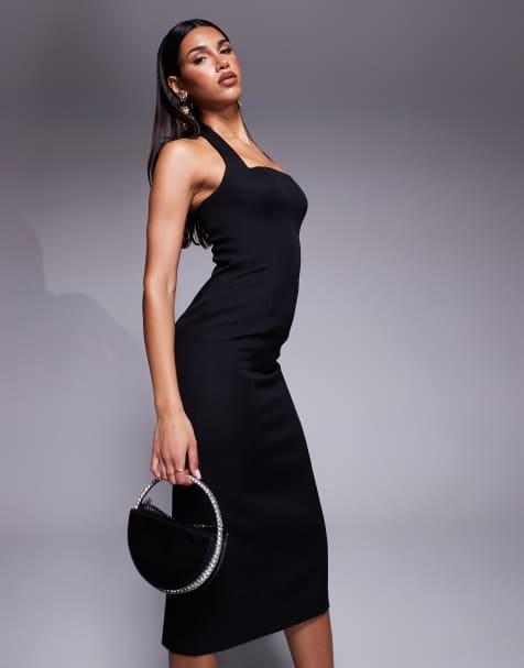 Forever New halter neck midi dress in black