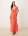 [Forever New] Forever New halter plunge midaxi dress in coral pink 8 Coral Pink