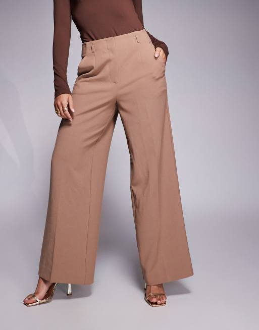 Forever New high waisted wide leg tailored trousers in camel, 3 of 5