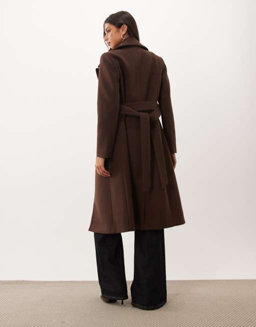 Forever New jas met riem en structuur in chocoladebruin, 4 van 4