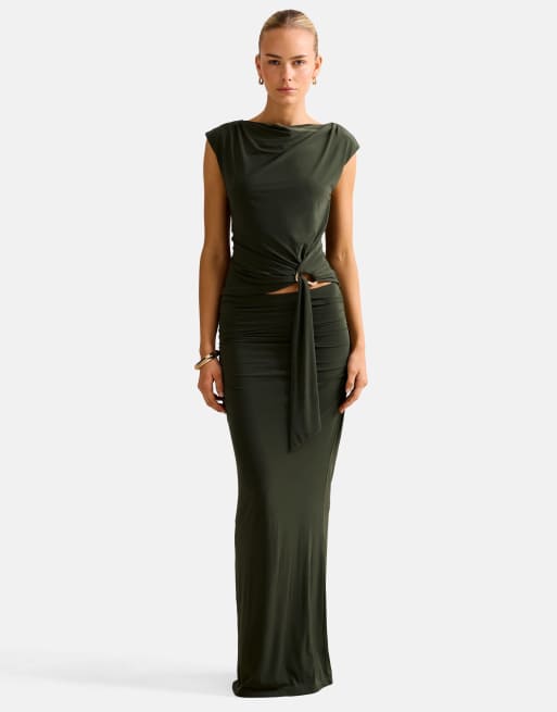 Forever New - Jazelle - Timiangrøn top med drapering og metaldetalje - Del af sæt, 2 af 4
