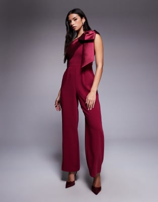 Forever New - Jumpsuit in Pflaume mit One-Shoulder-Träger und Schleifen-Detail-Lila