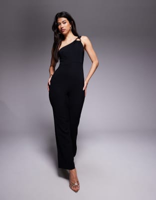 Forever New - Jumpsuit in Schwarz mit One-Shoulder-Träger und Metall-Detail