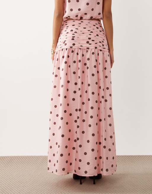 Forever New - Jupe longue d'ensemble froncée à pois - Rose, 5 de 5