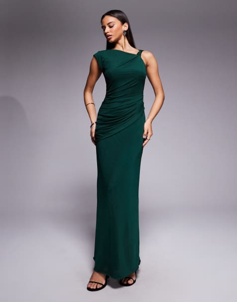 Forever New - Karina - Robe longue en tulle à détail nœud - Vert foncé - view 1