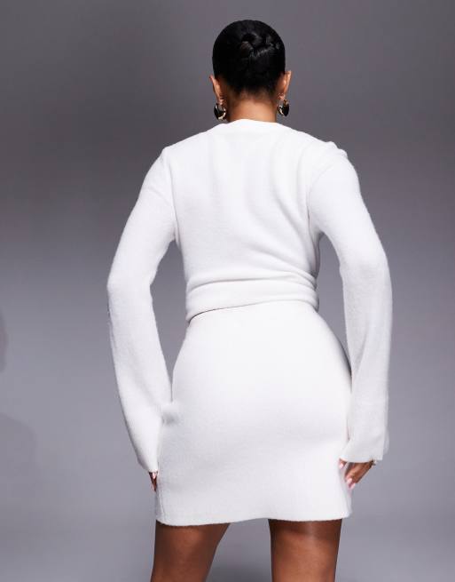 Forever New knit mini skirt in cream (part of a set), 4 of 5
