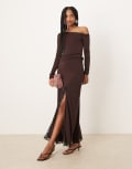 [Forever New] Forever New lace detail maxi skirt in chocolate brown (part of a set) 8 Chocolate Brown