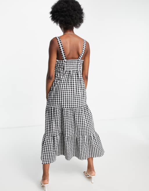 Forever New - Lagdelt smock-midikjole med firkantet hals og gingham-tern, 4 af 4