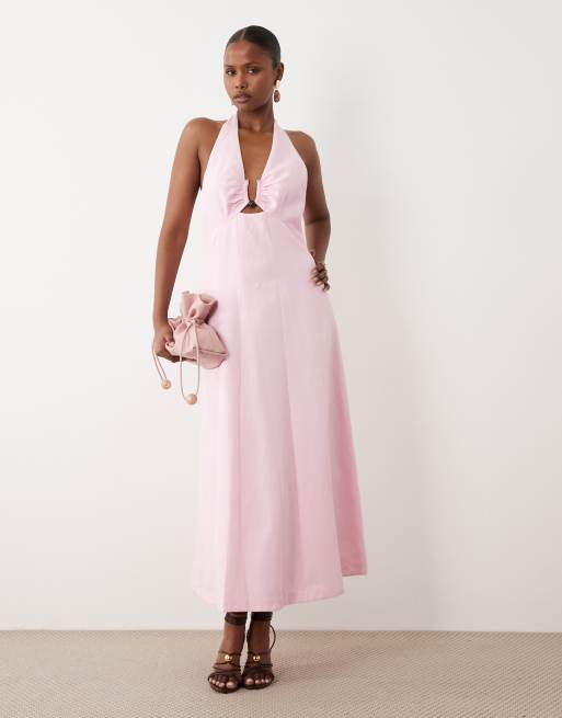 strapless open back dress Dusty Nude Halter Neck Cocktail Dress CELIA main image 0